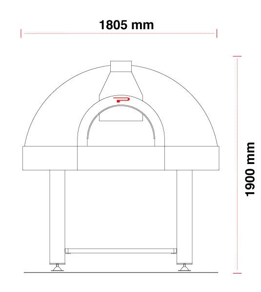 Holz Pizzaofen Pavesi JOY 140/160H | Backfläche statisch | 9 bis 11 Pizzen | B1805 x T2080 x H1900 mm